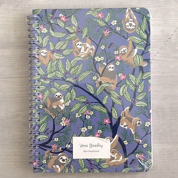 Vera Bradley SLOTHS Hanging around Purple Interior Pocket Stocking Stuffer - Picture 1 of 4